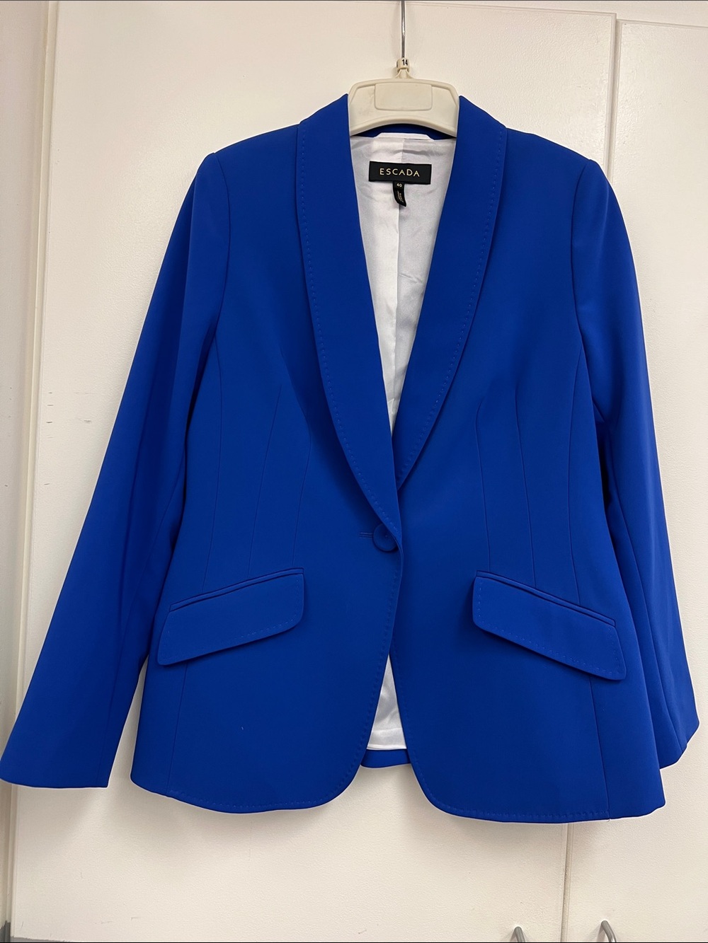 Escada Women's Royal Blue Tailored Suit Jacket Blazer Bold Statement Career Work